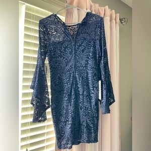 Partial lace cocktail dress